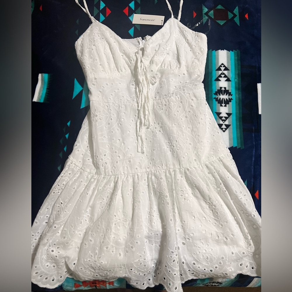 Francesca's Collections White Eyelet Mini Dress